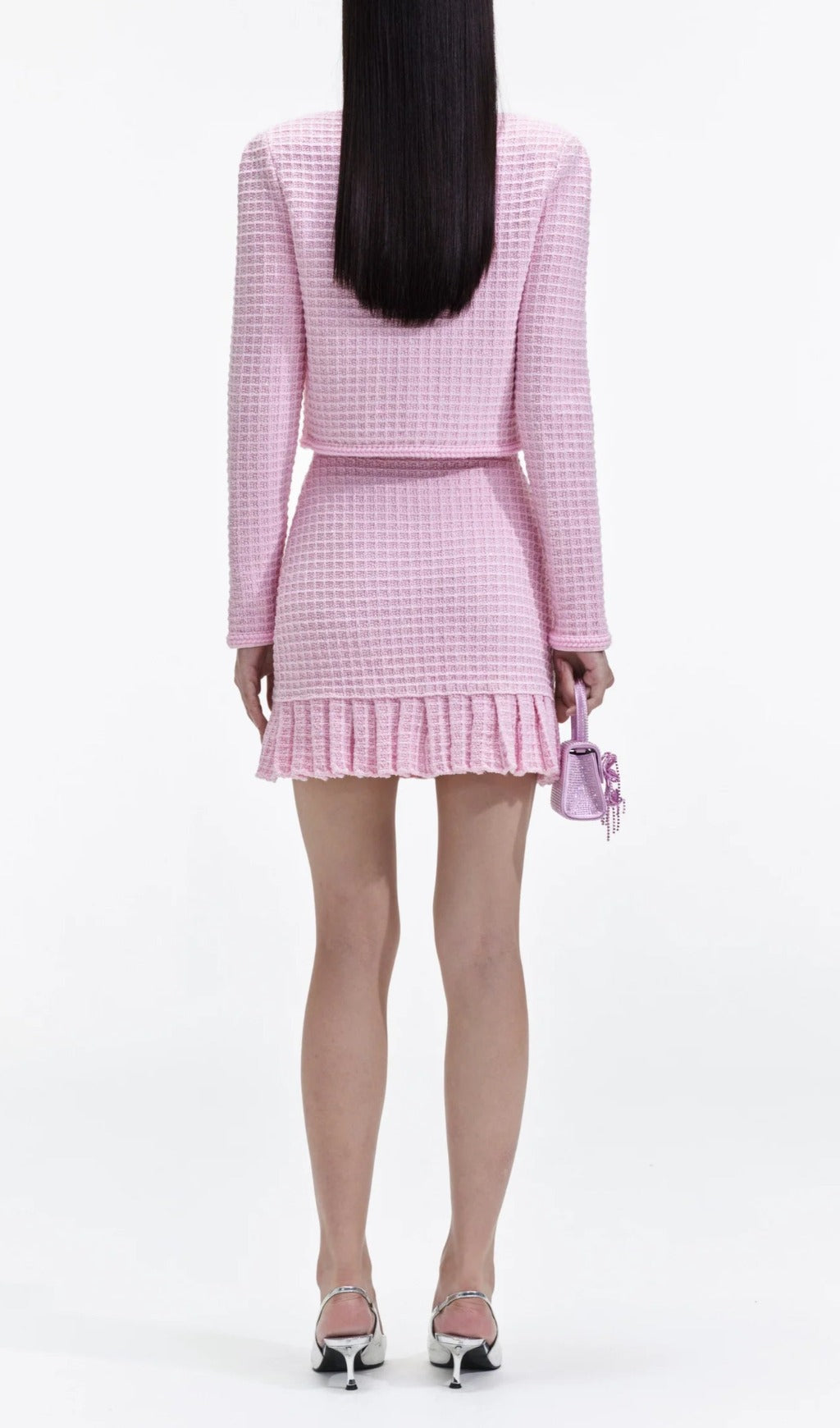 Fashionslee Women Arwen Pink Sequin Textured Knit Suit