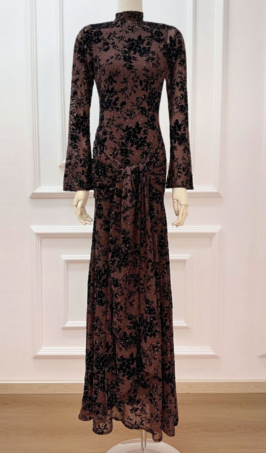 4323ad3edfef68a2fbf5edb410bb7abc.jpg Fashionslee Women Kayleigh Long Sleeve Embellished Maxi Dress