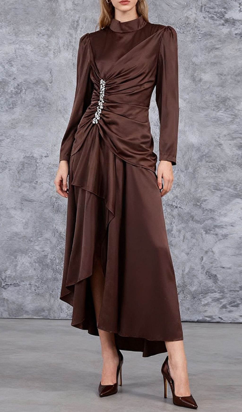 Fashionslee Women Izdihar Diamante Long Sleeve Maxi Dress