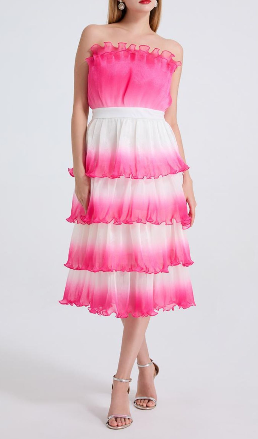 436ec08d5b9ccb0b3728ef74a77daeee.jpg Fashionslee Women Fiene Pink Strappy Cake Midi Dress