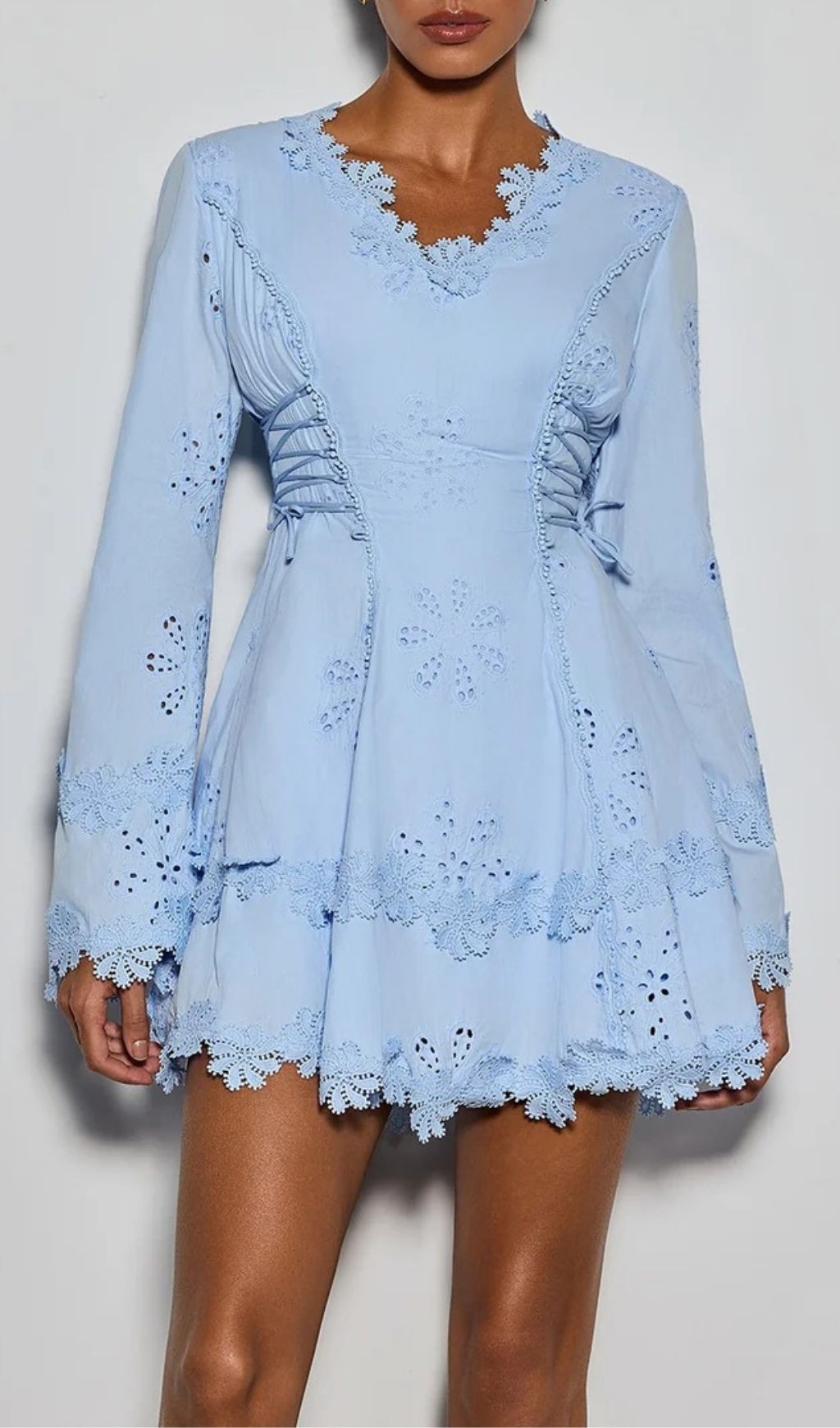 Fashionslee Women Delicia Flare Sleeve Flower Mini Dress