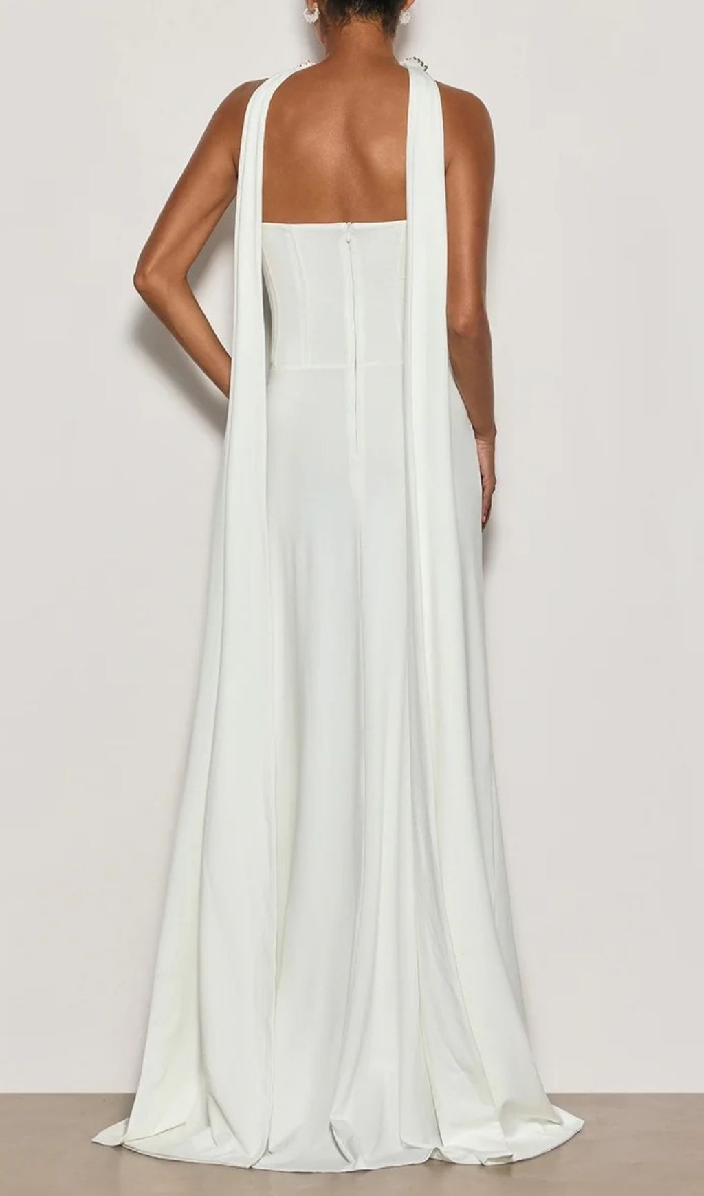 Fashionslee Women Kestrel White Diamante Ruched Maxi Dress