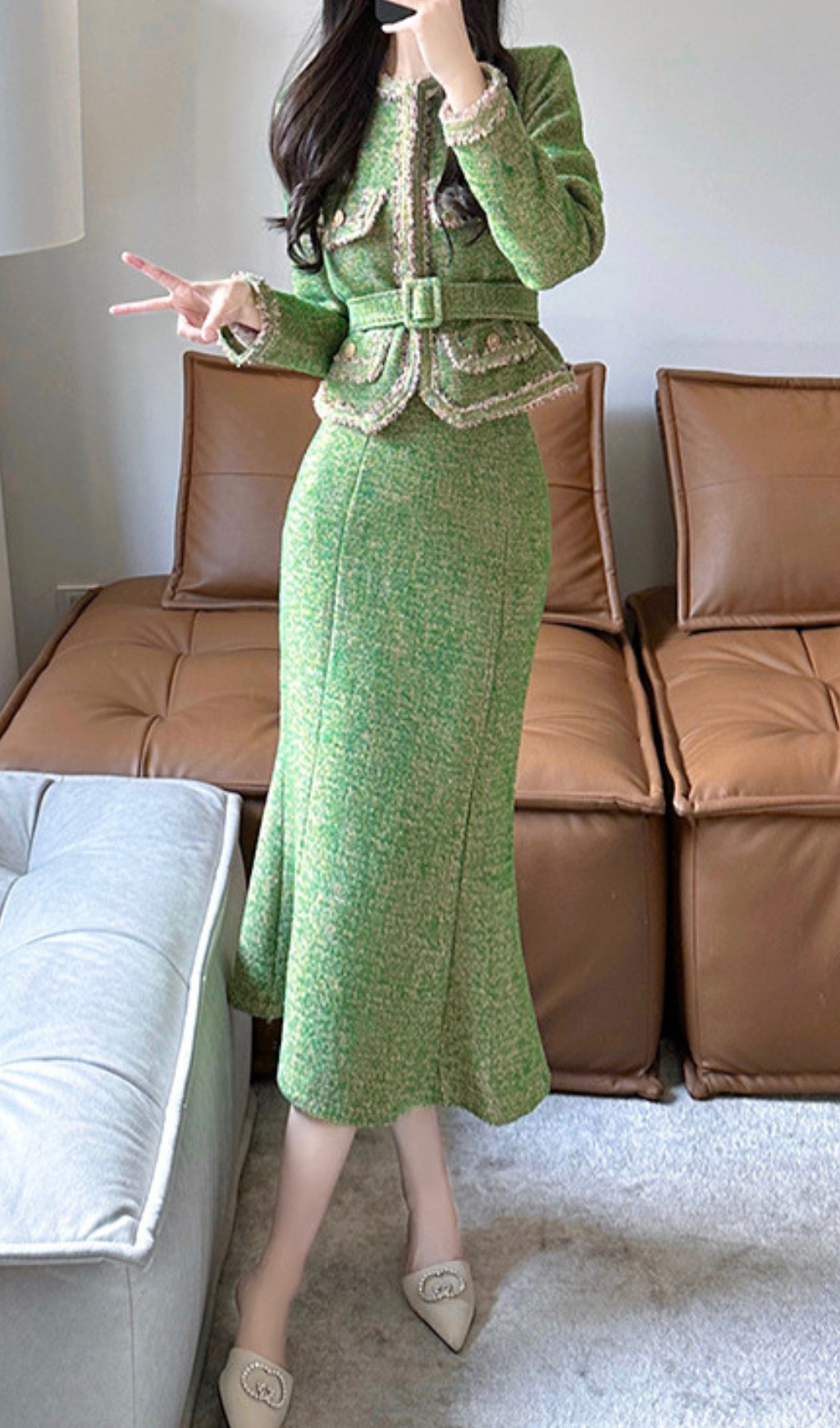 43c8e07351b6b70d96702c65c4ffabcc.jpg Fashionslee Women Breagha Green Two-Piece Set