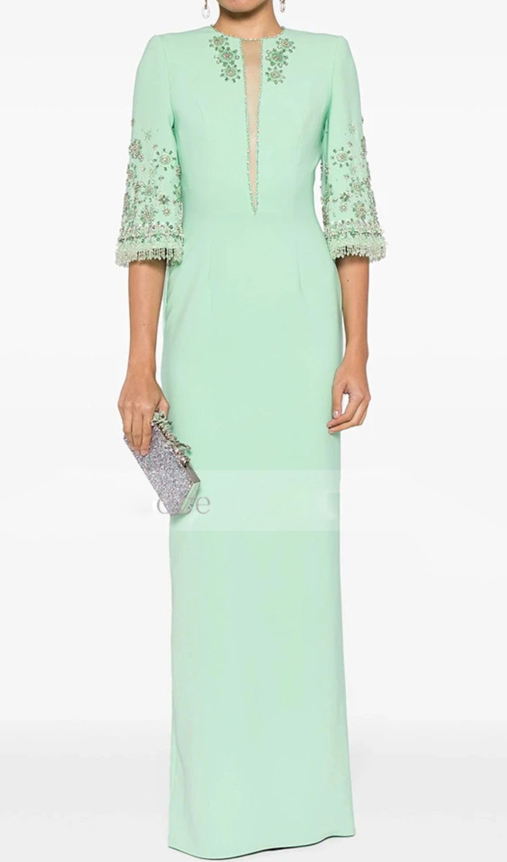 Fashionslee Women Glaucia Mint Embellished Maxi Dress