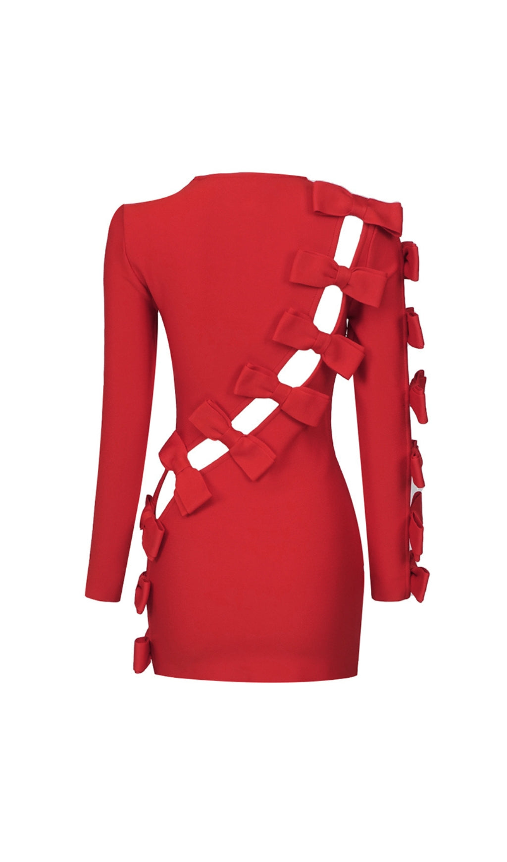 43e6c4c37b321b4fd3d7768b6c5a0bd9.jpeg Fashionslee Women Bow Crewneck Mini Dress In Red