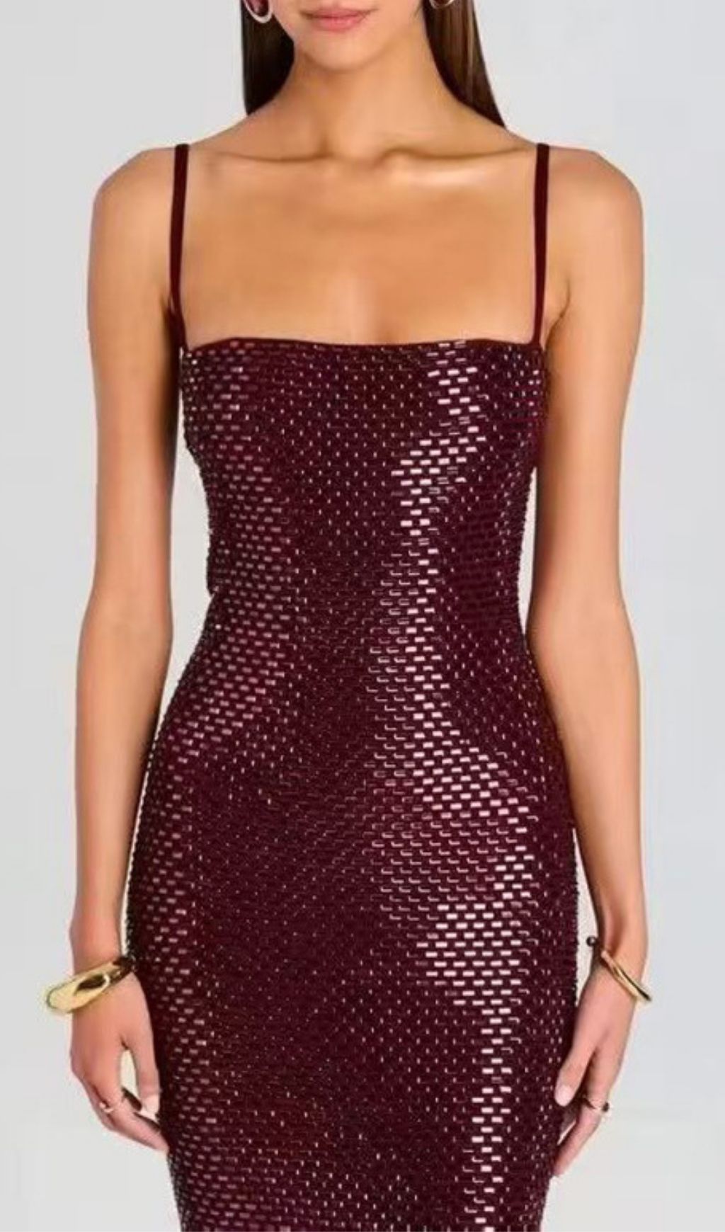 43ec994cee06c92b5c5320457a6d62f1.jpg Fashionslee Women Kiyo Wine Strappy Sequin Bodycon Maxi Dress