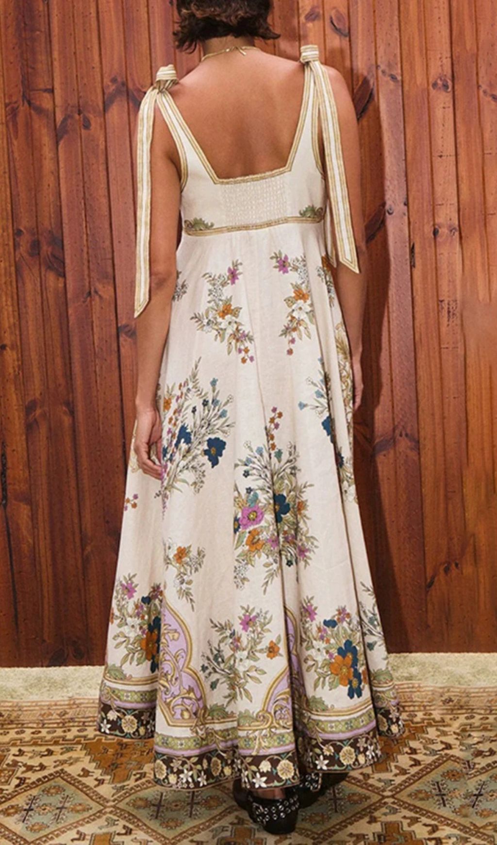 Fashionslee Women Ismet Strappy Floral Printed Maxi Dress