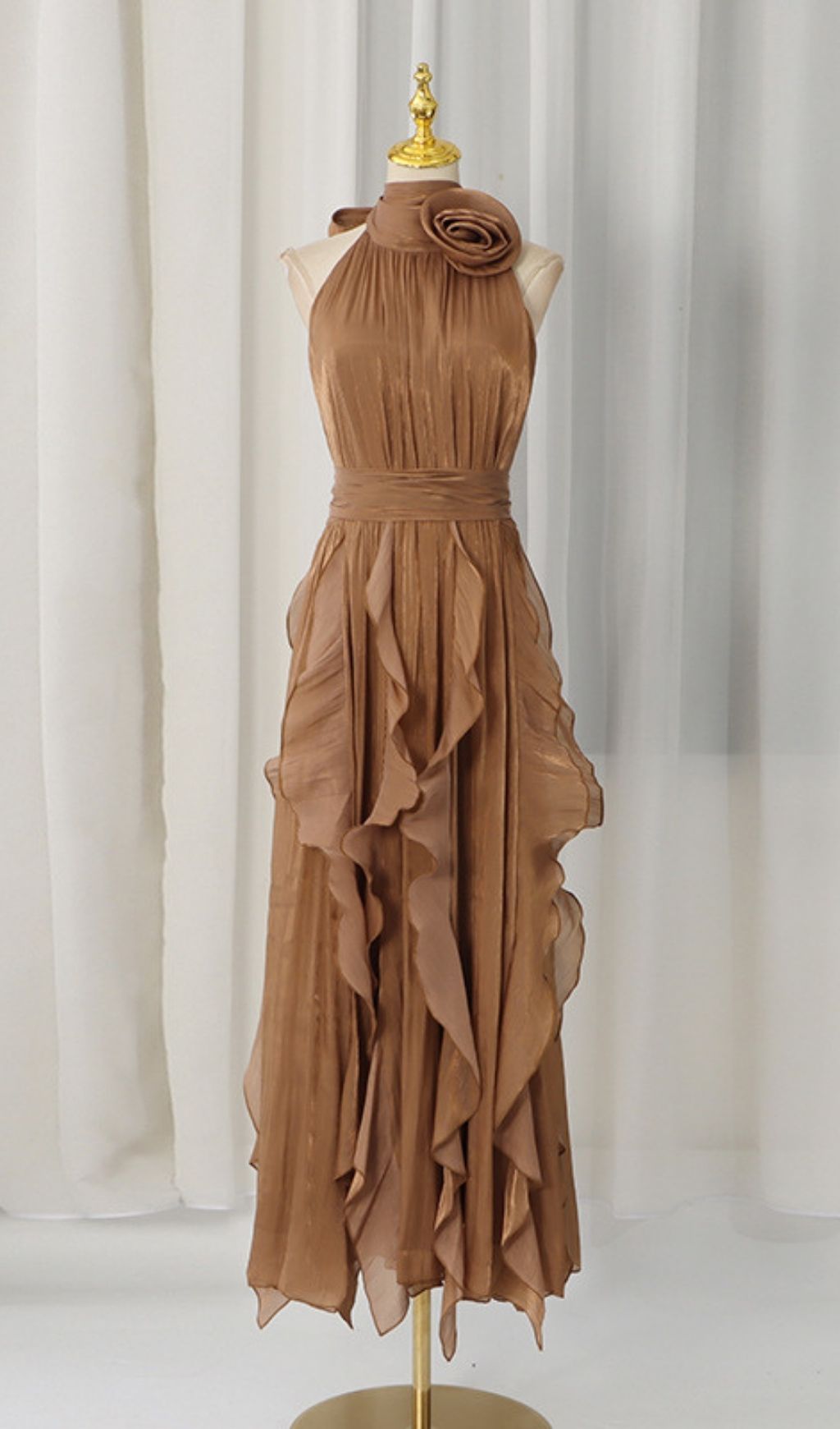 Fashionslee Women Kourtney Flower Ruffle Maxi Dress