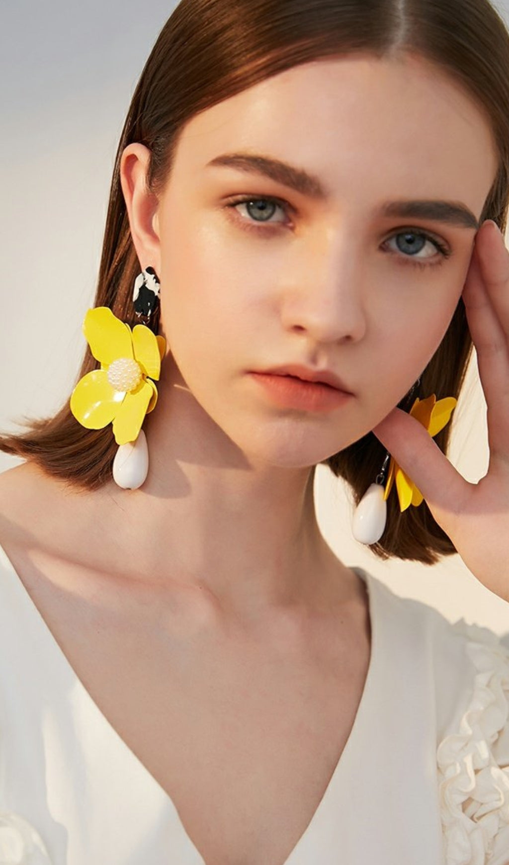 Fashionslee Women Ayana Yellow Flower Pearl Earrings