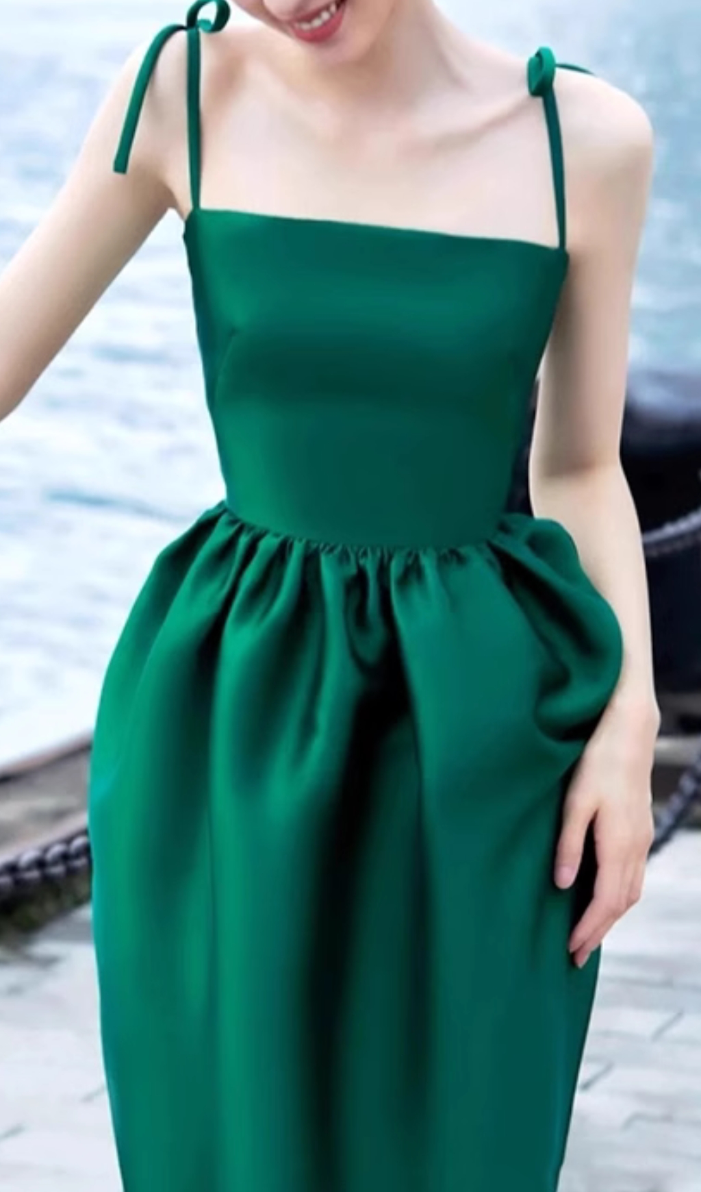 Fashionslee Women Dotty Green Midi Dress
