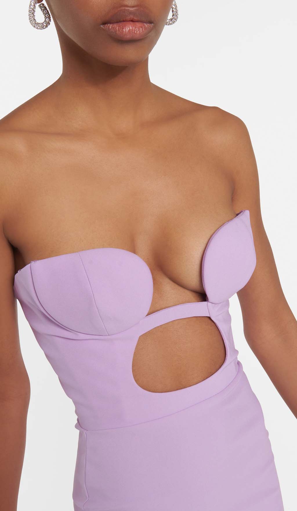 4431538053fafaf7dccdff52d85762c9.jpeg Fashionslee Women Bandeau Bandage Mini Dress In Lilac