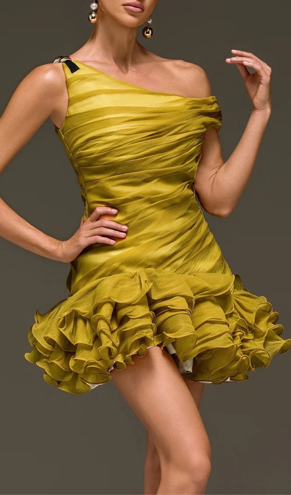 4478a847ad78d5867df4295e55d919c8.jpg Fashionslee Women Toryrin One Shoulder Ruffle Mini Dress