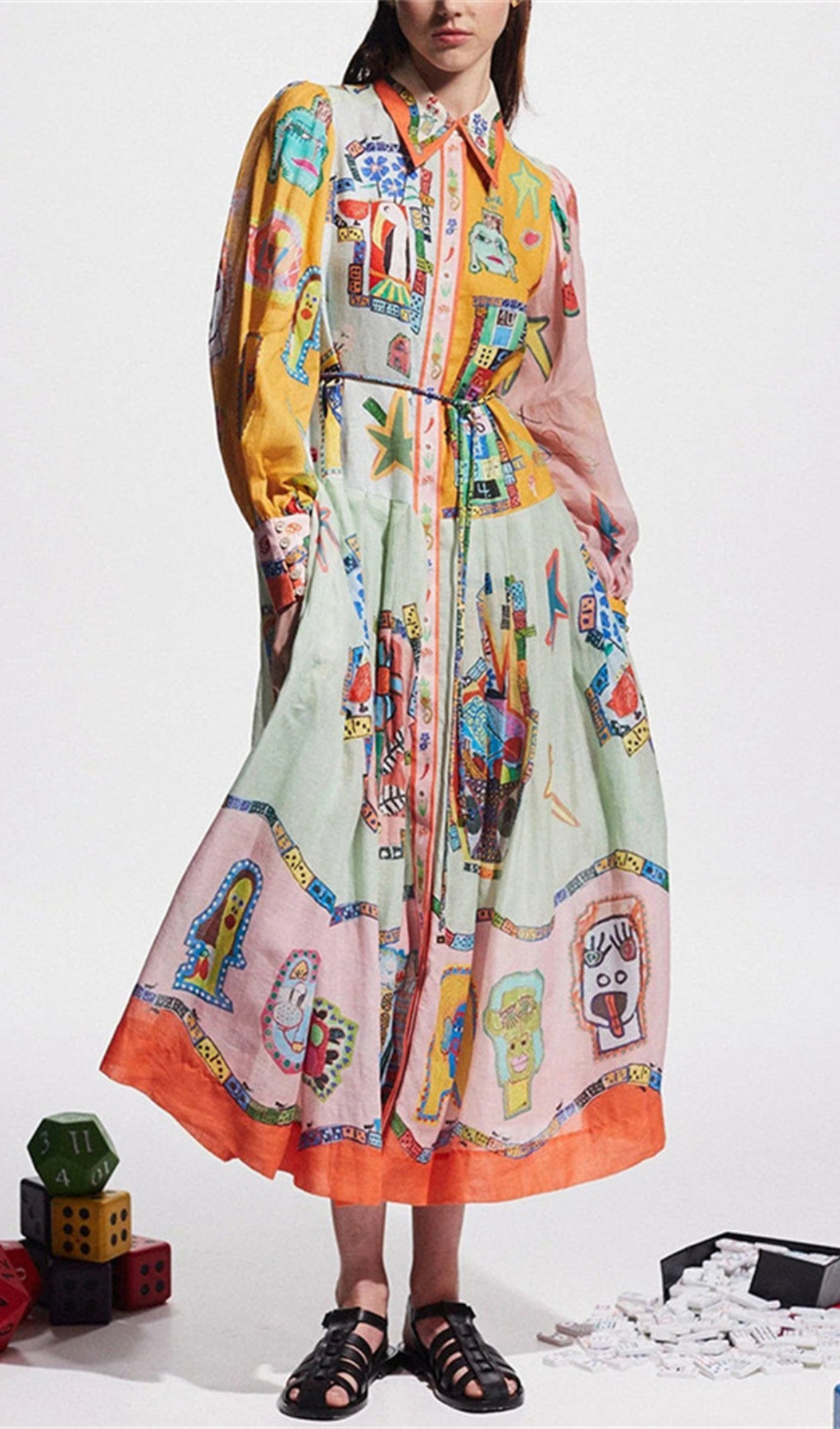 447f0041fa88b0e44558e5407db07e68.jpg Fashionslee Women Ceara Printed Long Sleeve Midi Dress