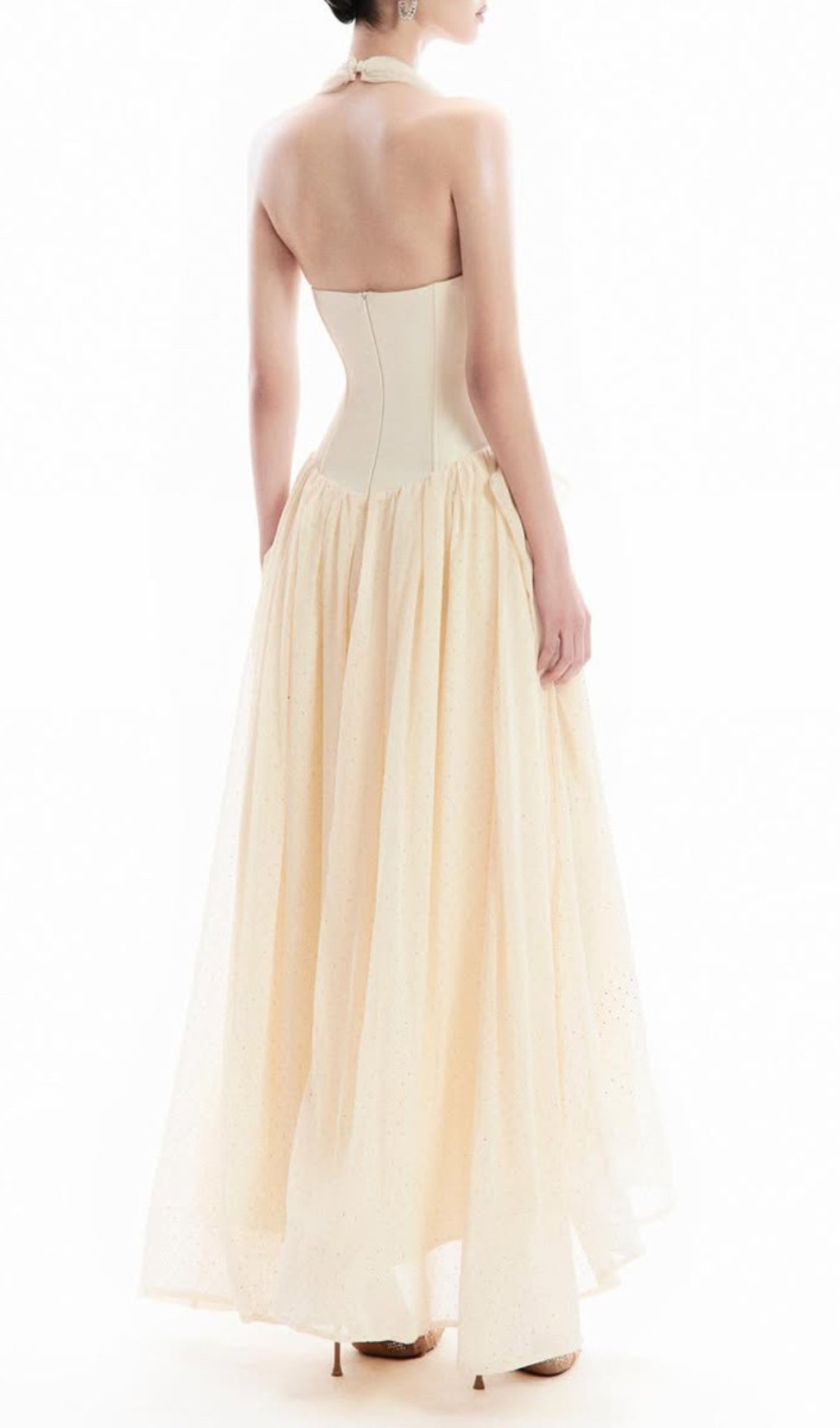 Fashionslee Women Davi Apricot Halter Corset Maxi Dress