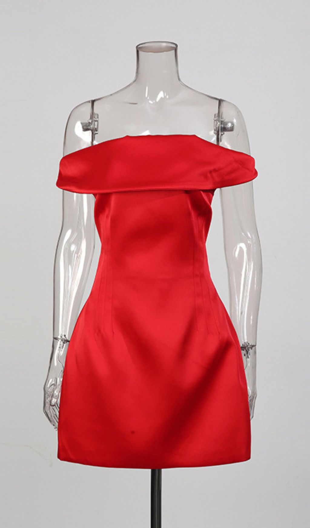 Fashionslee Women Jameel Red Off-Shoulder Mini Dress