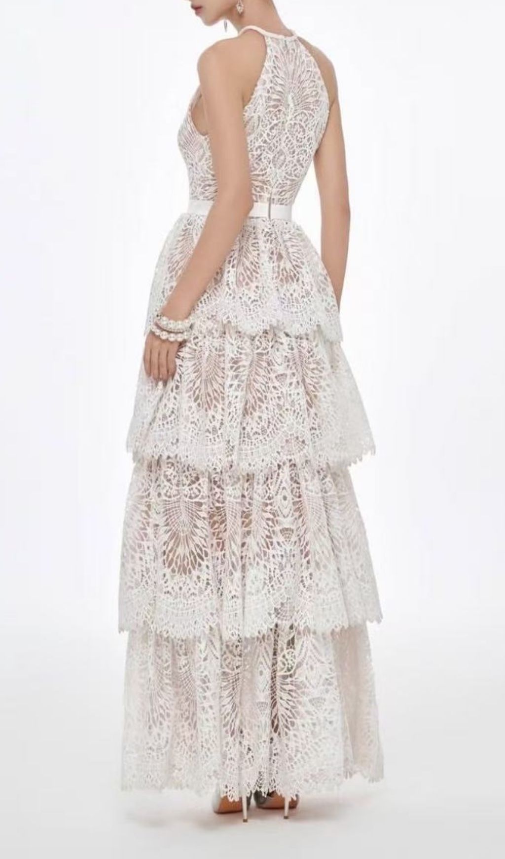 Fashionslee Women Kaylana Halter Embroidery Layered Maxi Dress