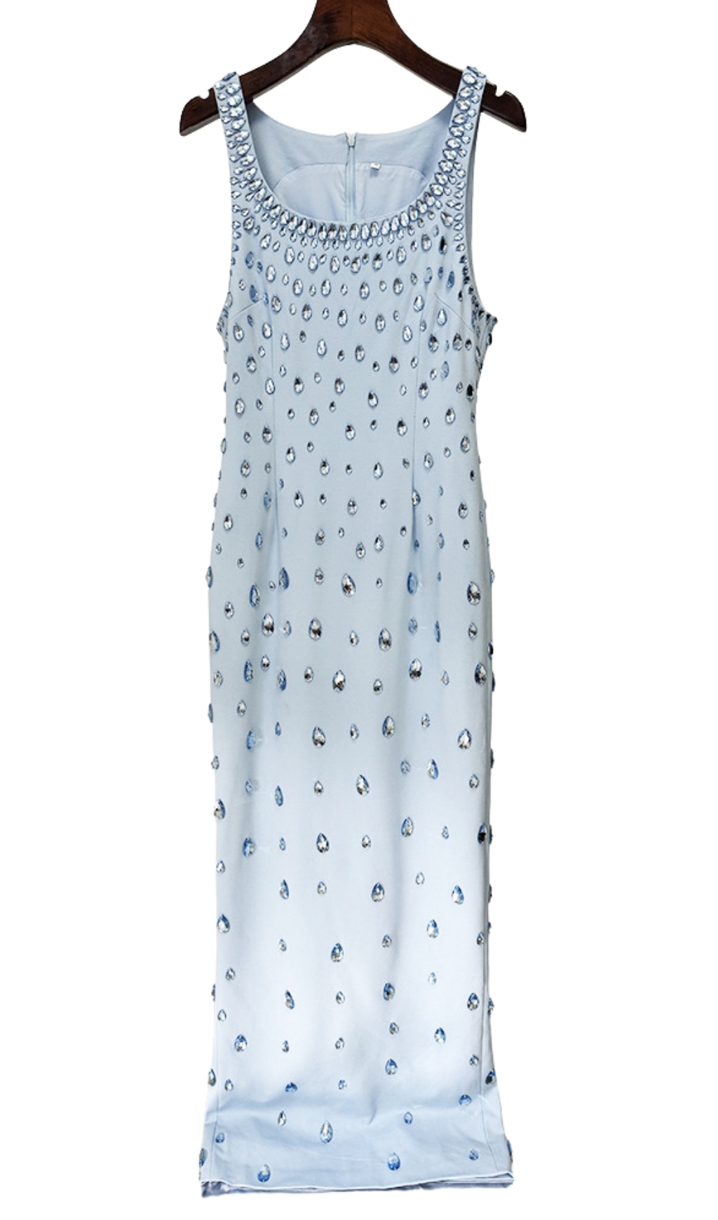 Fashionslee Women Fanny Blue Diamante Embellished Maxi Dress