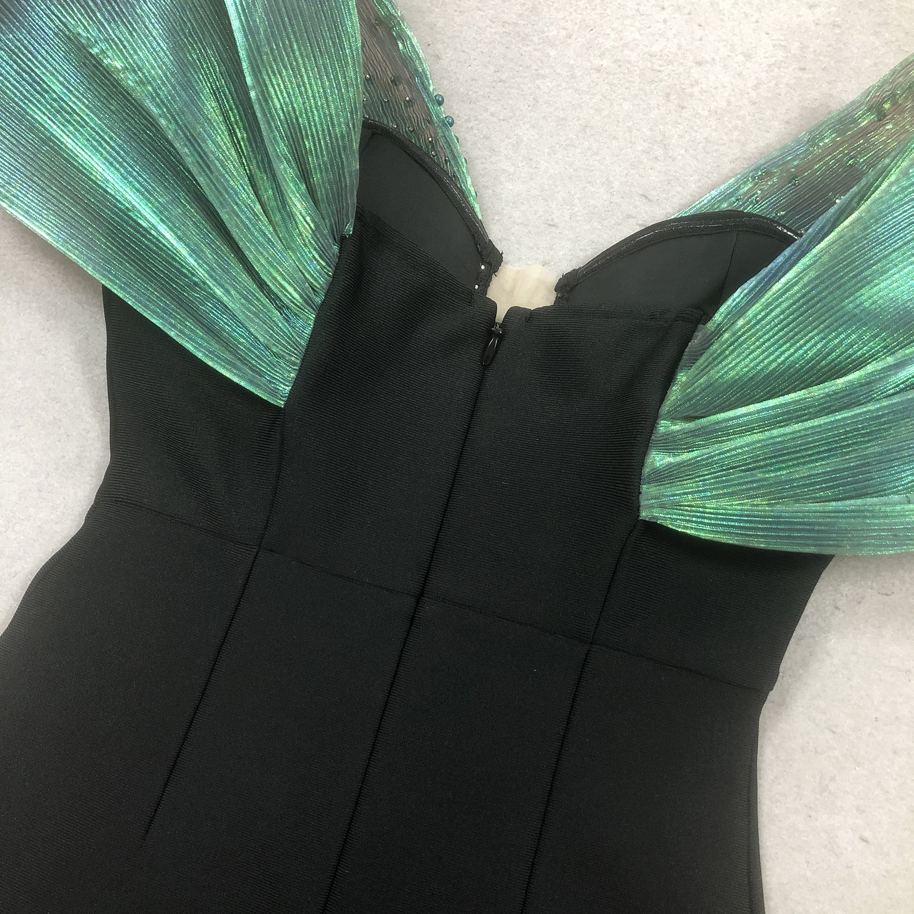 455fcbb968c6485e8623d32742754d45.jpg Fashionslee Women Green Black Bardot Embellished Maxi Dress