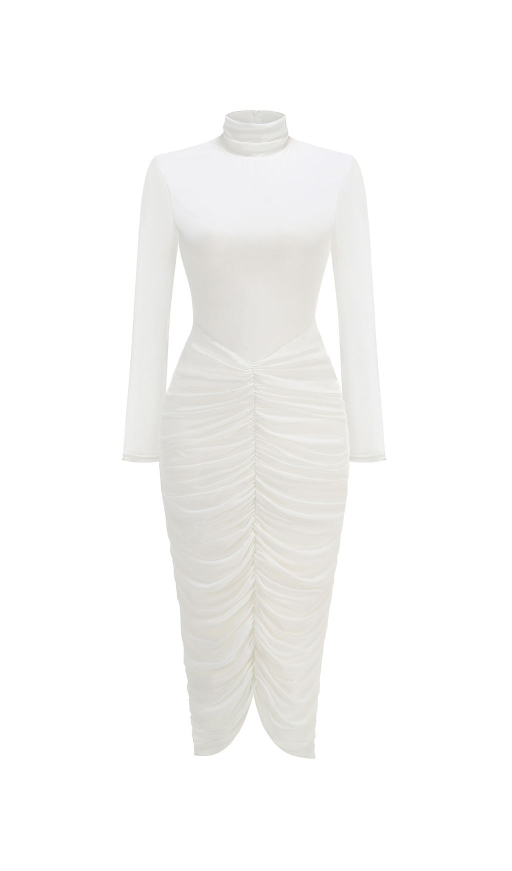 456659ce8f350b2d4ac998e7f2a5efa6.jpg Fashionslee Women Jabbar White Ruched Long Sleeve Midi Dress