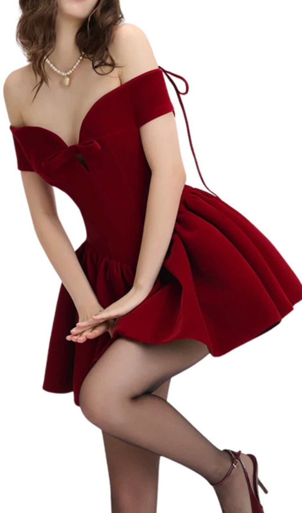 Fashionslee Women Irem Red Off-Shoulder Corset Mini Dress