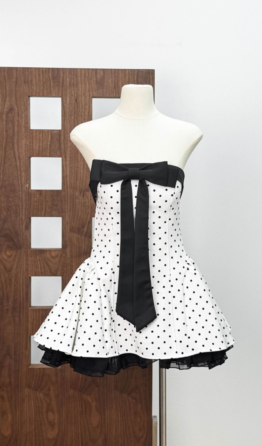 Fashionslee Women Iola Strapless Dot Bowknot Mini Dress