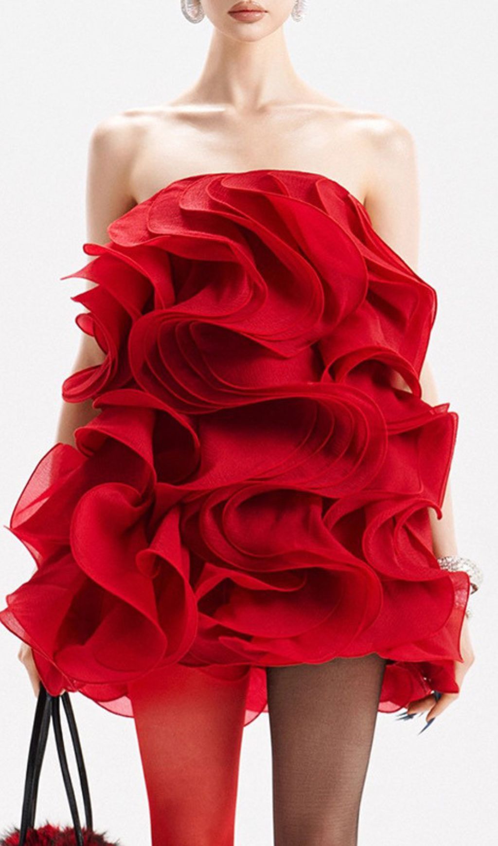 Fashionslee Women Indiana Red Strapless Mini Dress