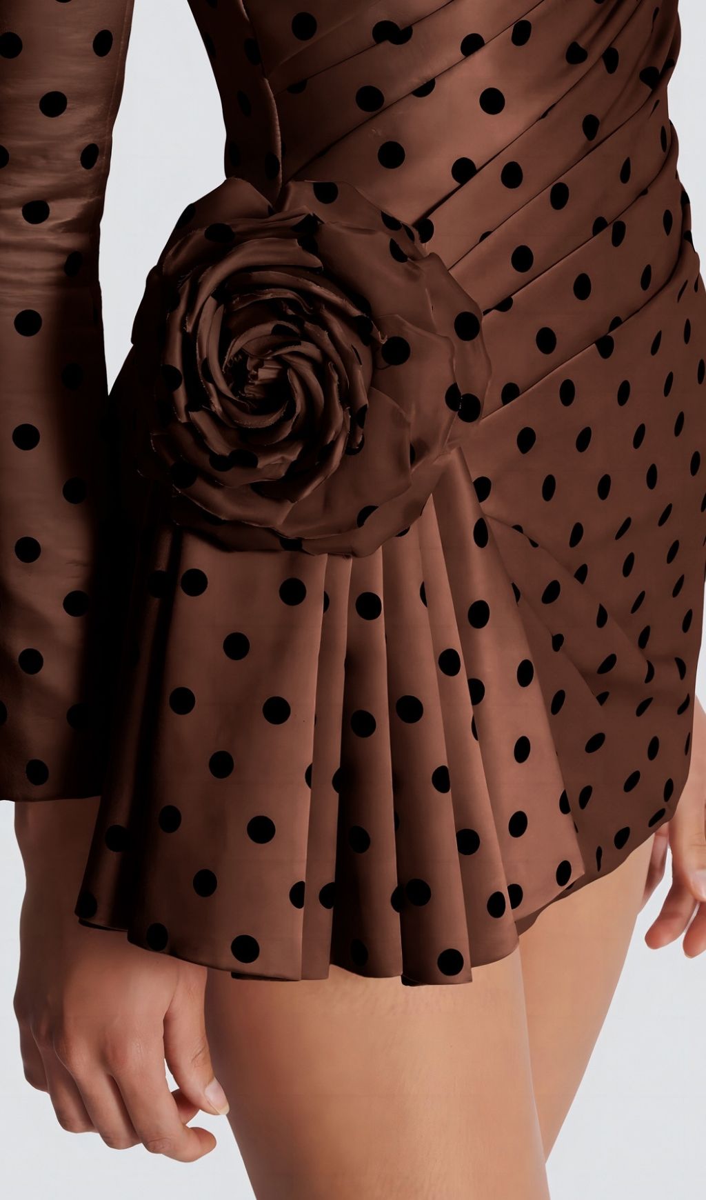 45e2134326fc09adc45bf7b89f2baa34.jpg Fashionslee Women Polka Brown Dots Short Printed Dress