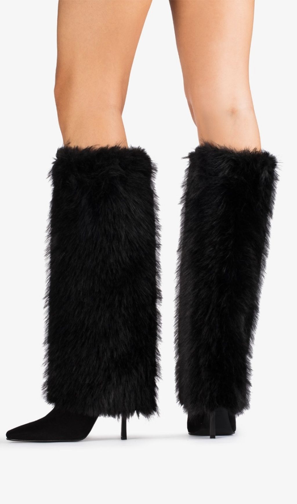 Fashionslee Women Kassi Black Faux Fur Boots