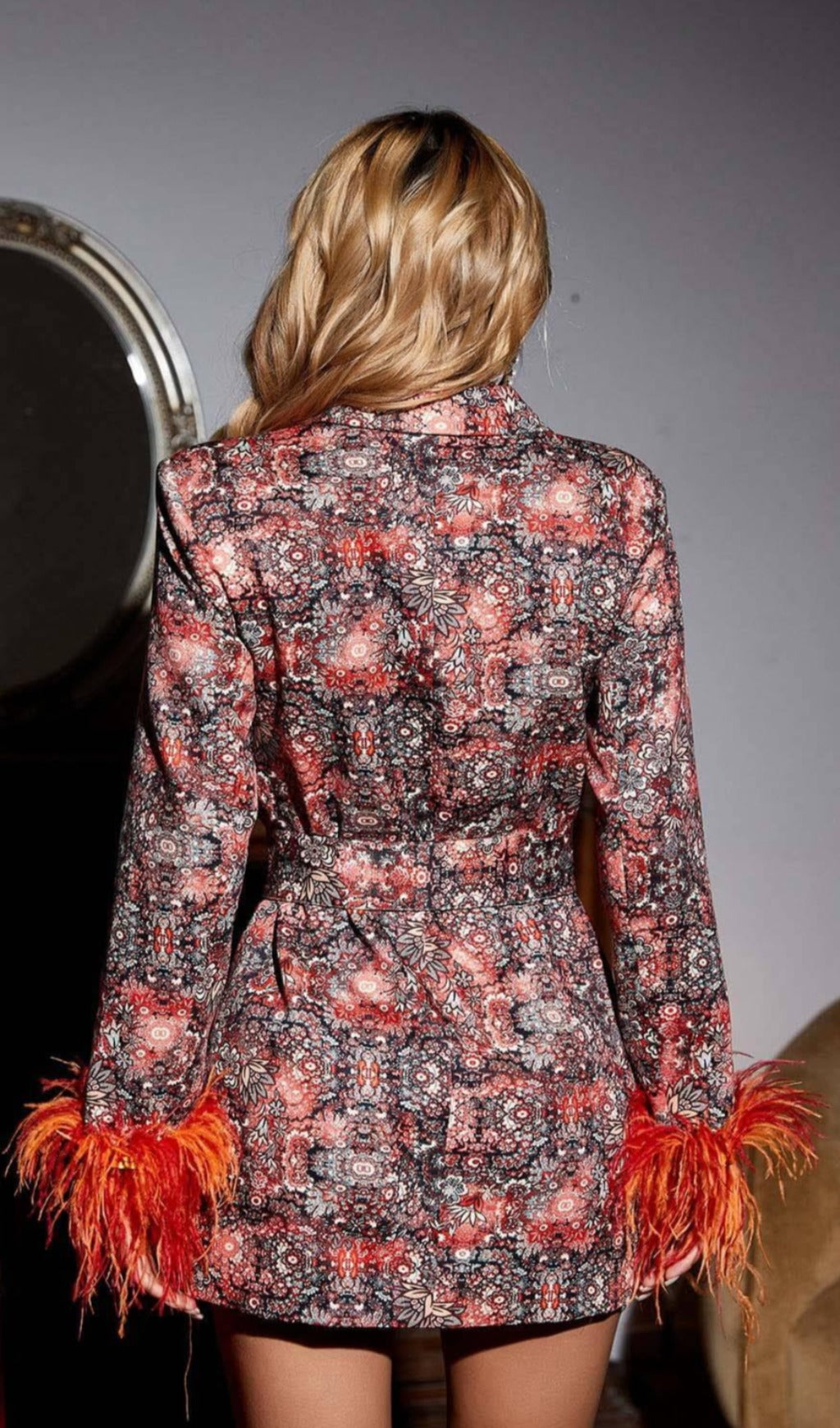 Fashionslee Women Long Sleeve Floral Blazer Dress