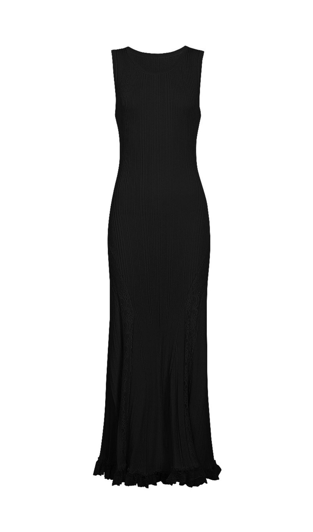 Fashionslee Women Kinzy Black Sleeveless Lace Midi Dress