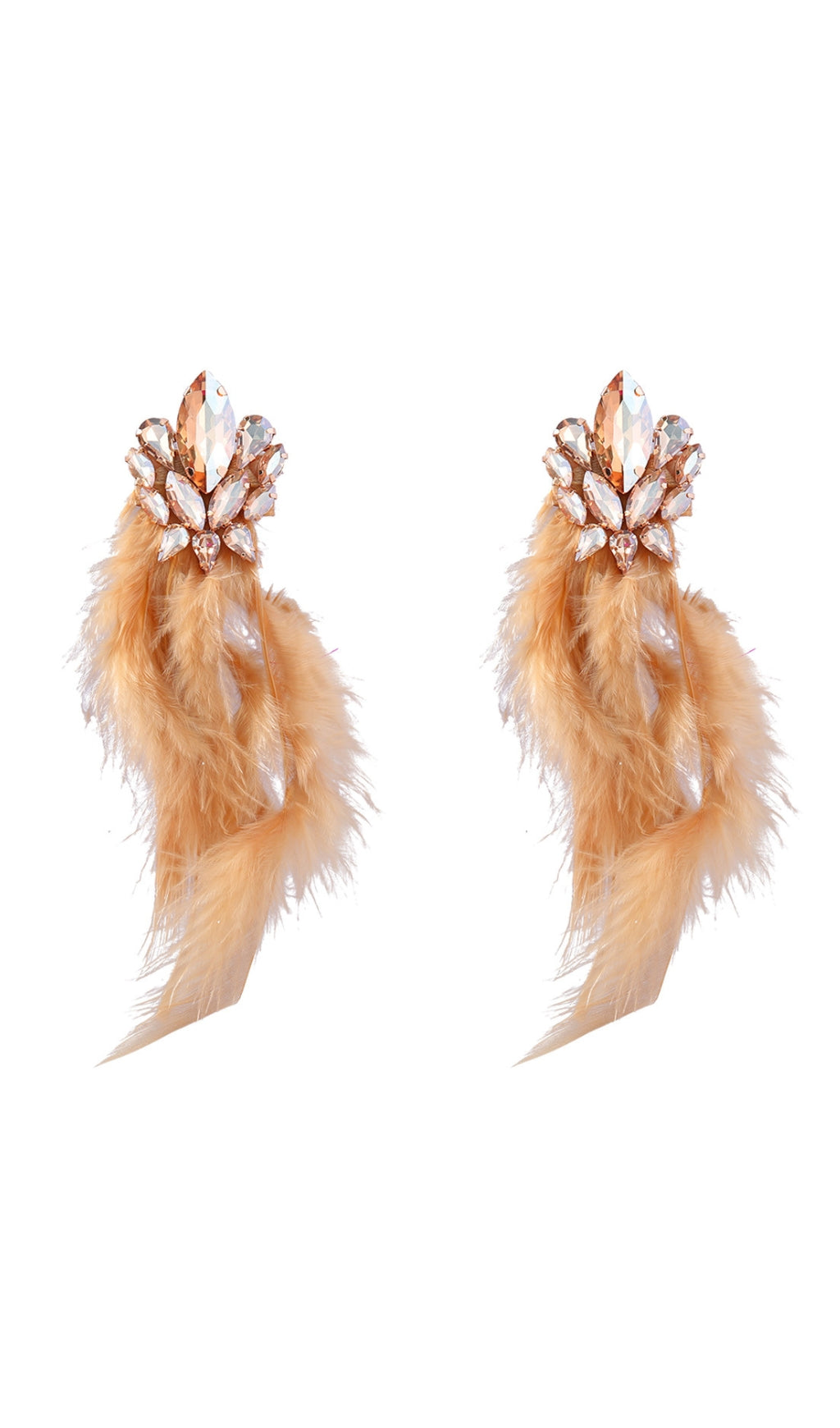 Fashionslee Women Rhinestone Feather Earrings