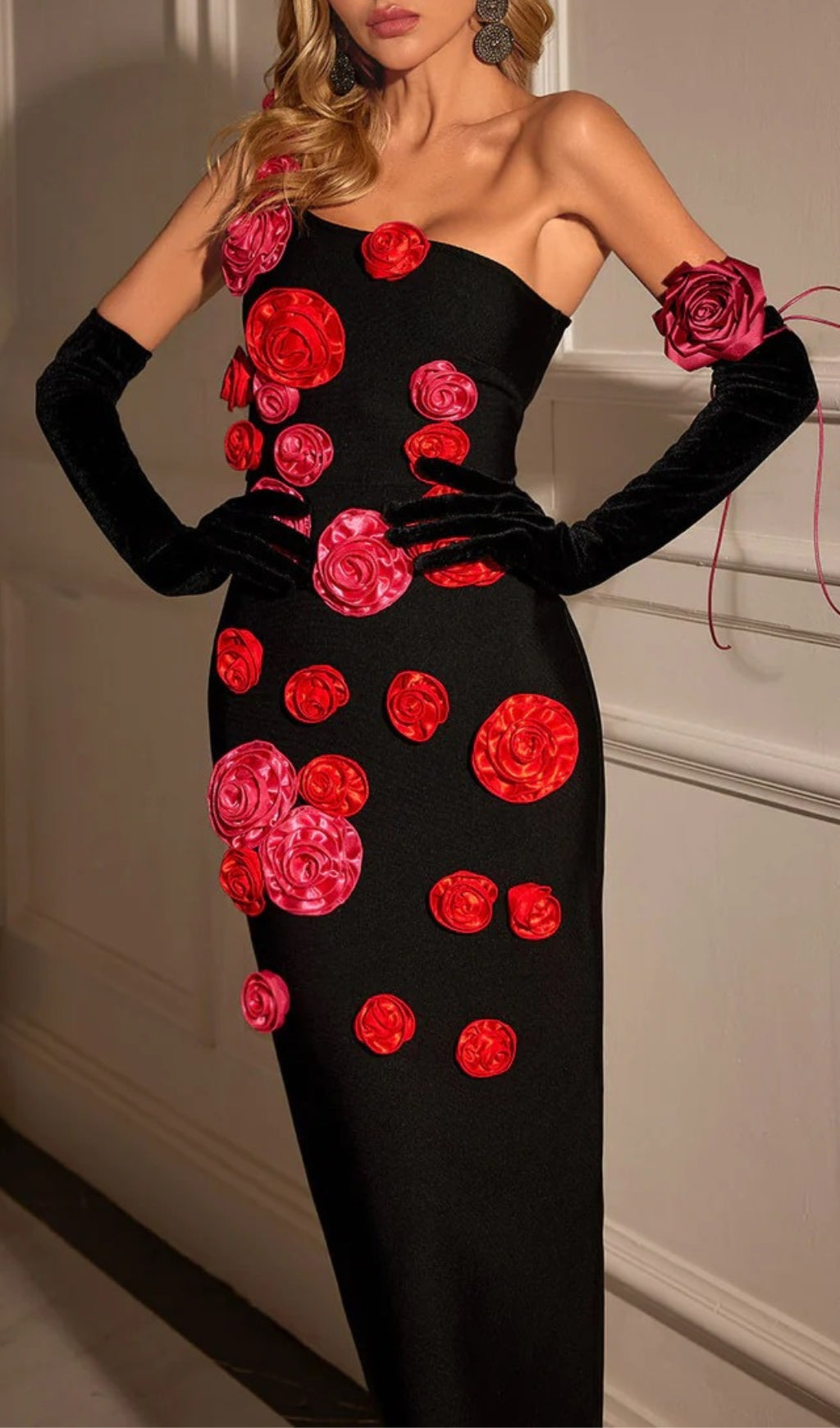Fashionslee Women Azania One Shoulder Flower Bandage Dress