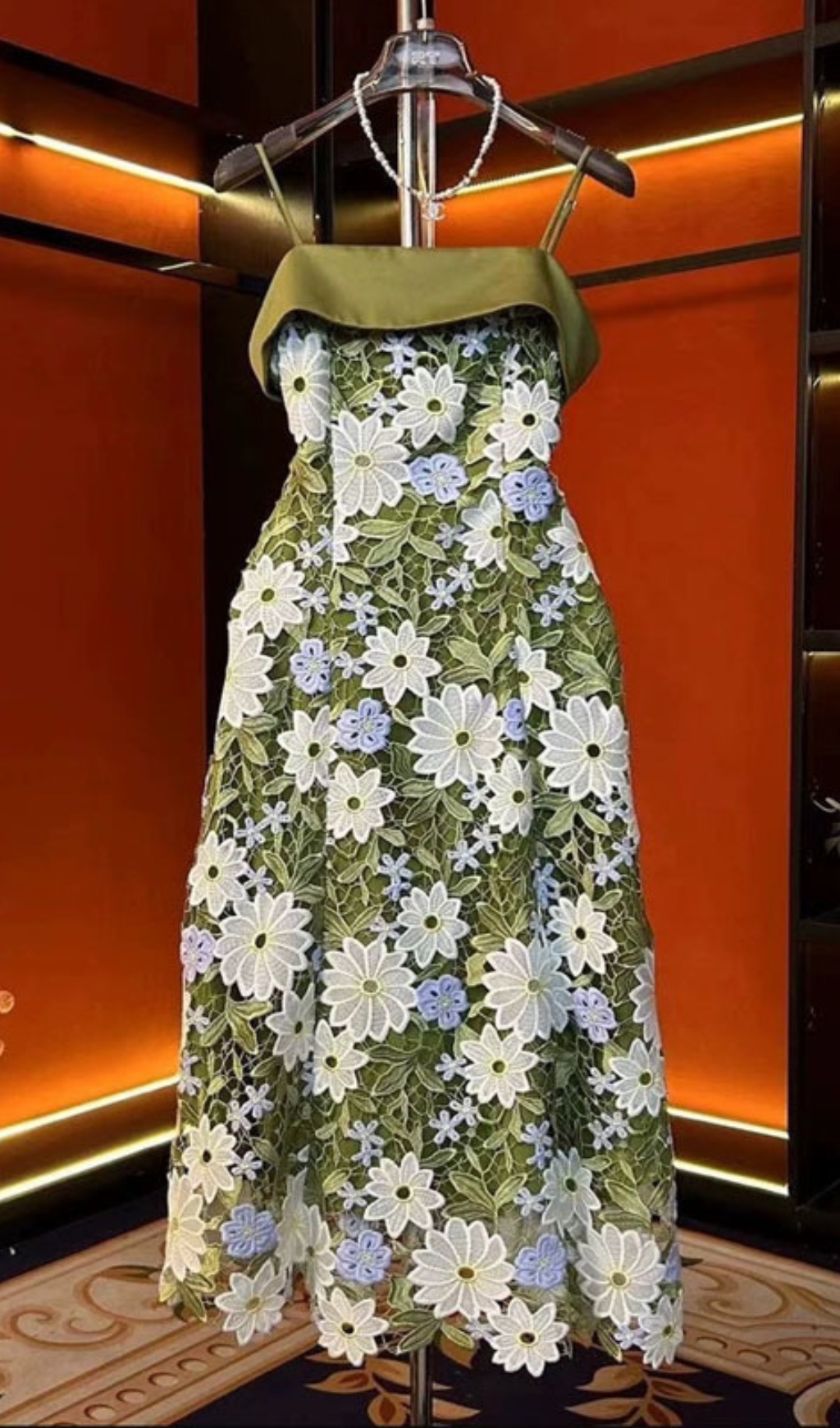 46b4d5593a6e4e01654a0cf168a4188f.jpg Fashionslee Women Drago Green Flower Midi Dress
