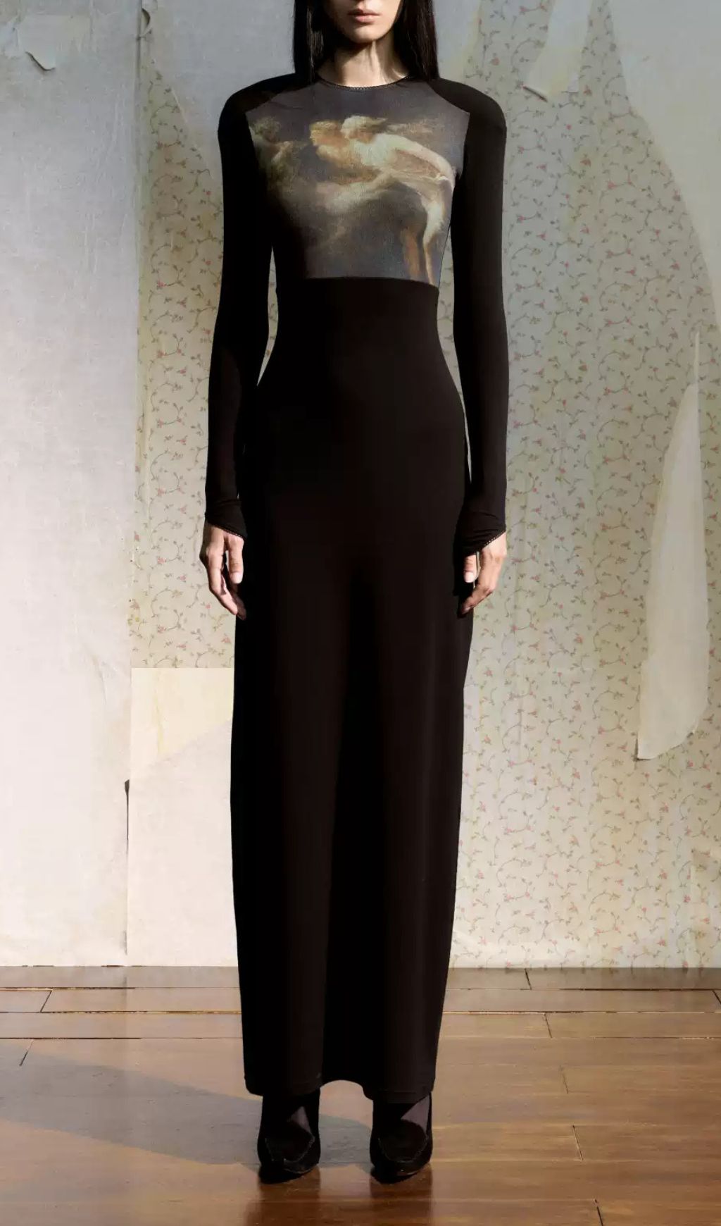 Fashionslee Women Juanita Black Long Sleeve Maxi Dress