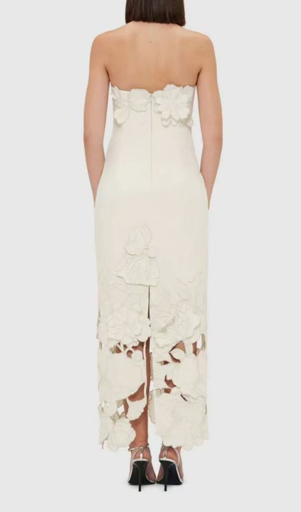 Fashionslee Women Rayna Appliqué Bustier Maxi Dress In White