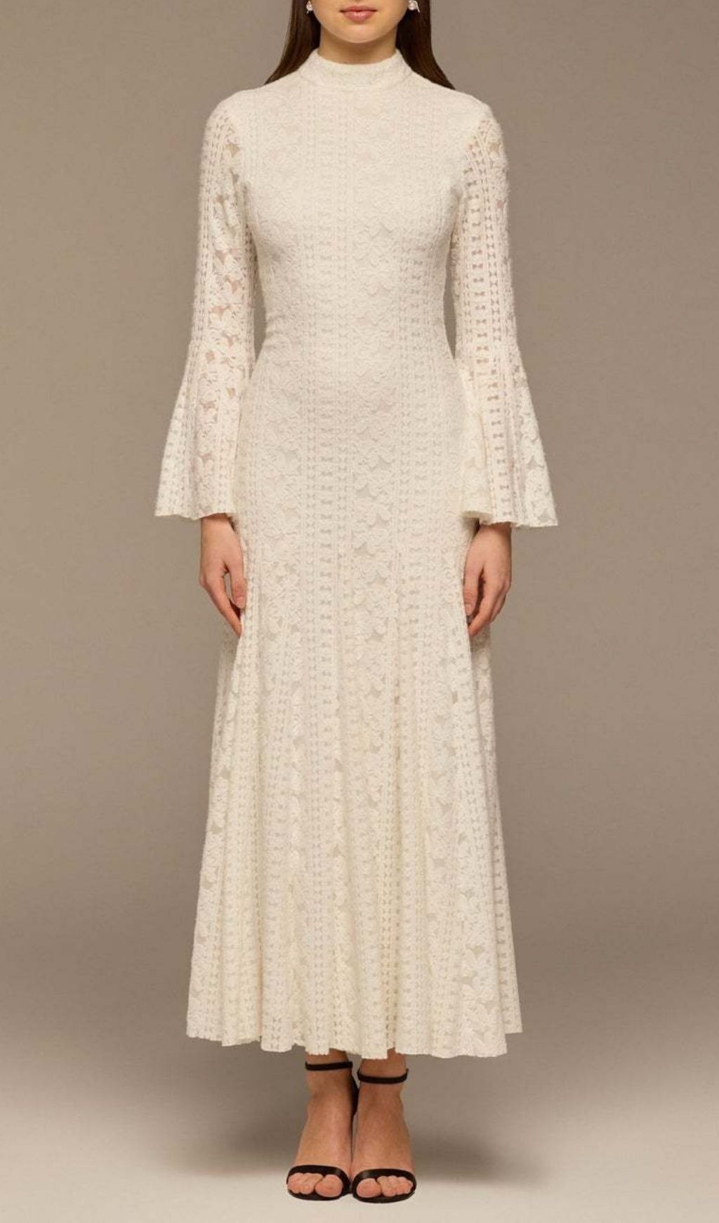 Fashionslee Women Kieu White Flared Sleeve Maxi Dress