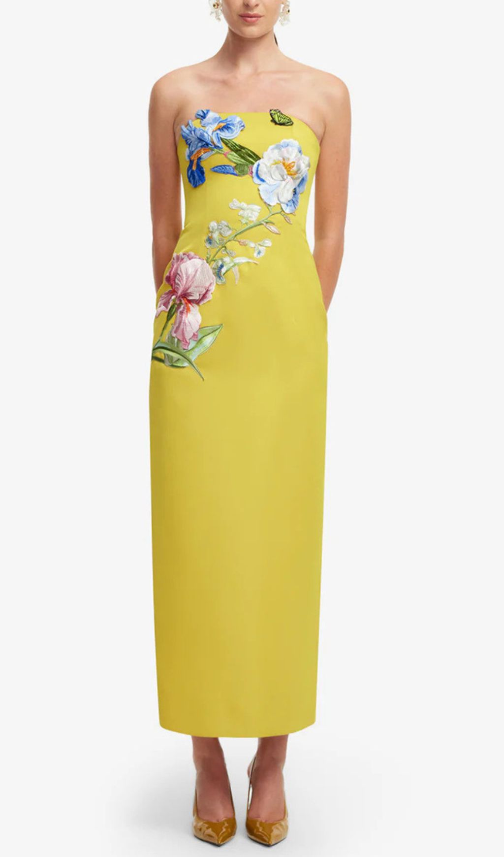 46e73fa956b4a86fc0870f5d82569c51.jpg Fashionslee Women Jeneth Yellow Strapless Flower Maxi Dress