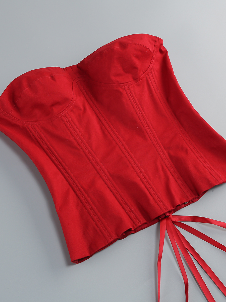4797168f4f21689f83624d187bf3c743.jpg Fashionslee Women Clegg Red Corset Flower Two-Piece Set
