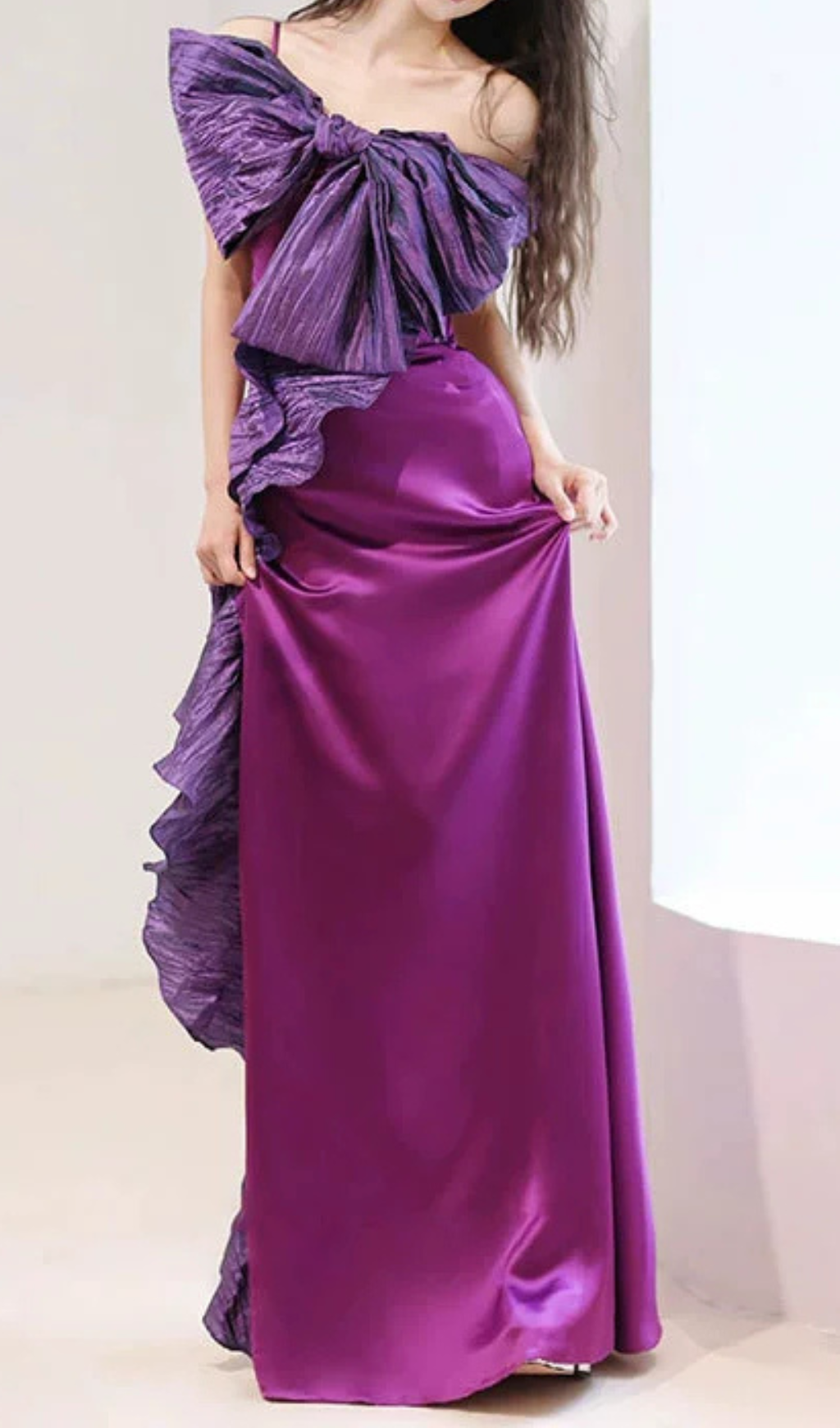 Fashionslee Women Ganit Purple Bow Maxi Dress