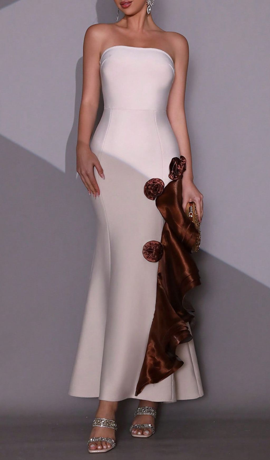 Fashionslee Women Hadria Strapless Flower Bandage Maxi Dress
