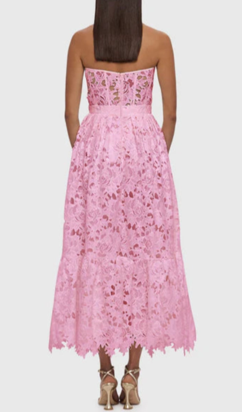 Fashionslee Women Aris Pink Lace Bustier Maxi Dress