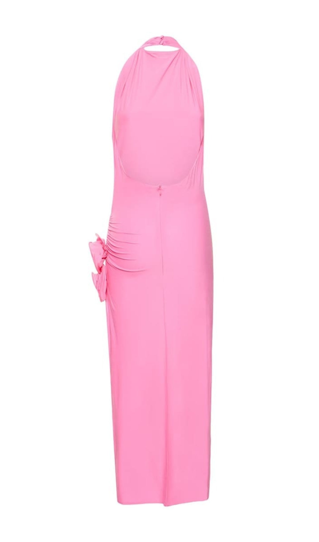 47e8ca8601d851846a2c5409be19714f.jpeg Fashionslee Women Halterneck Draped Appliquéd Stretch-Jersey Midi Dress