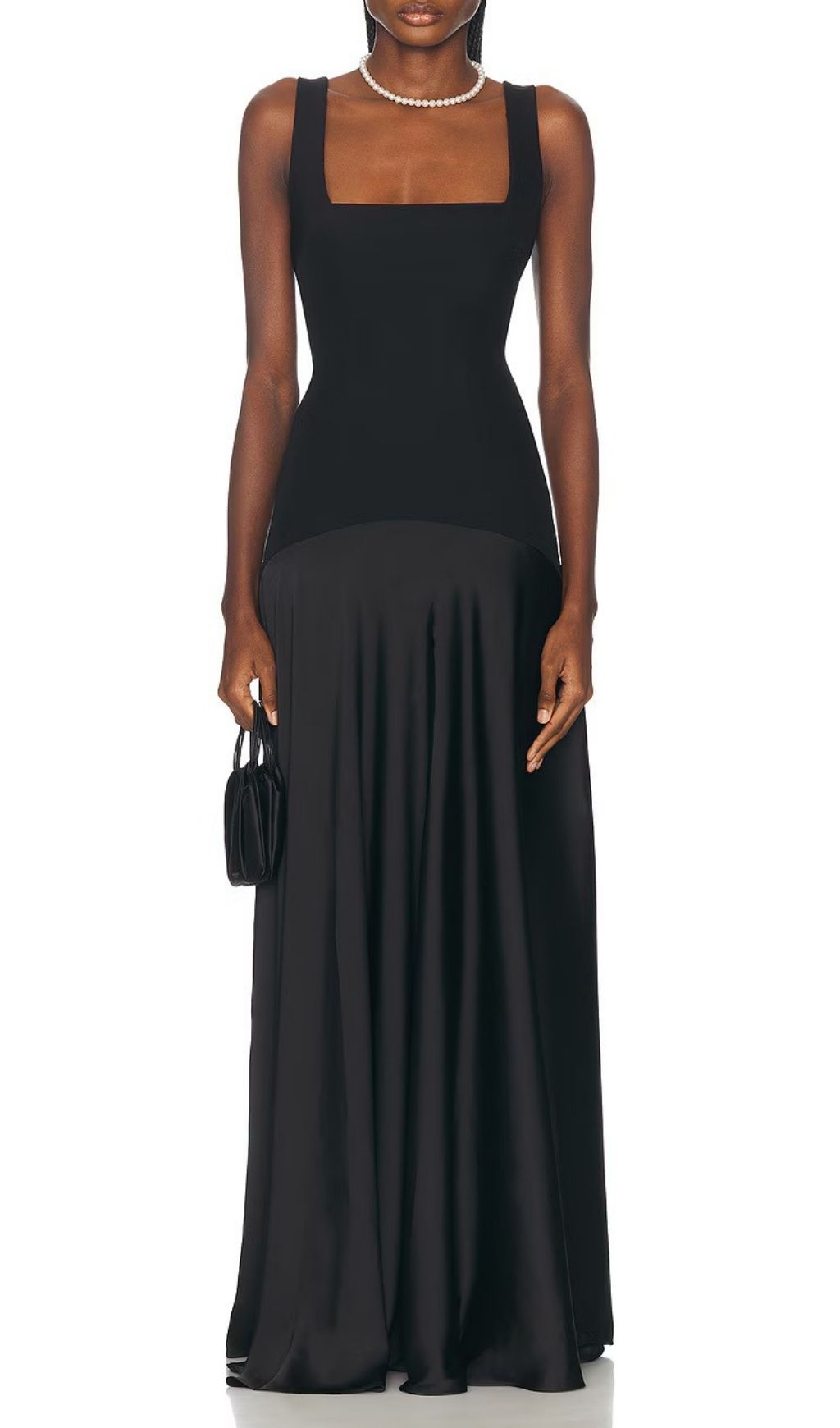 Fashionslee Women Kalista Black Square Neck Maxi Dress