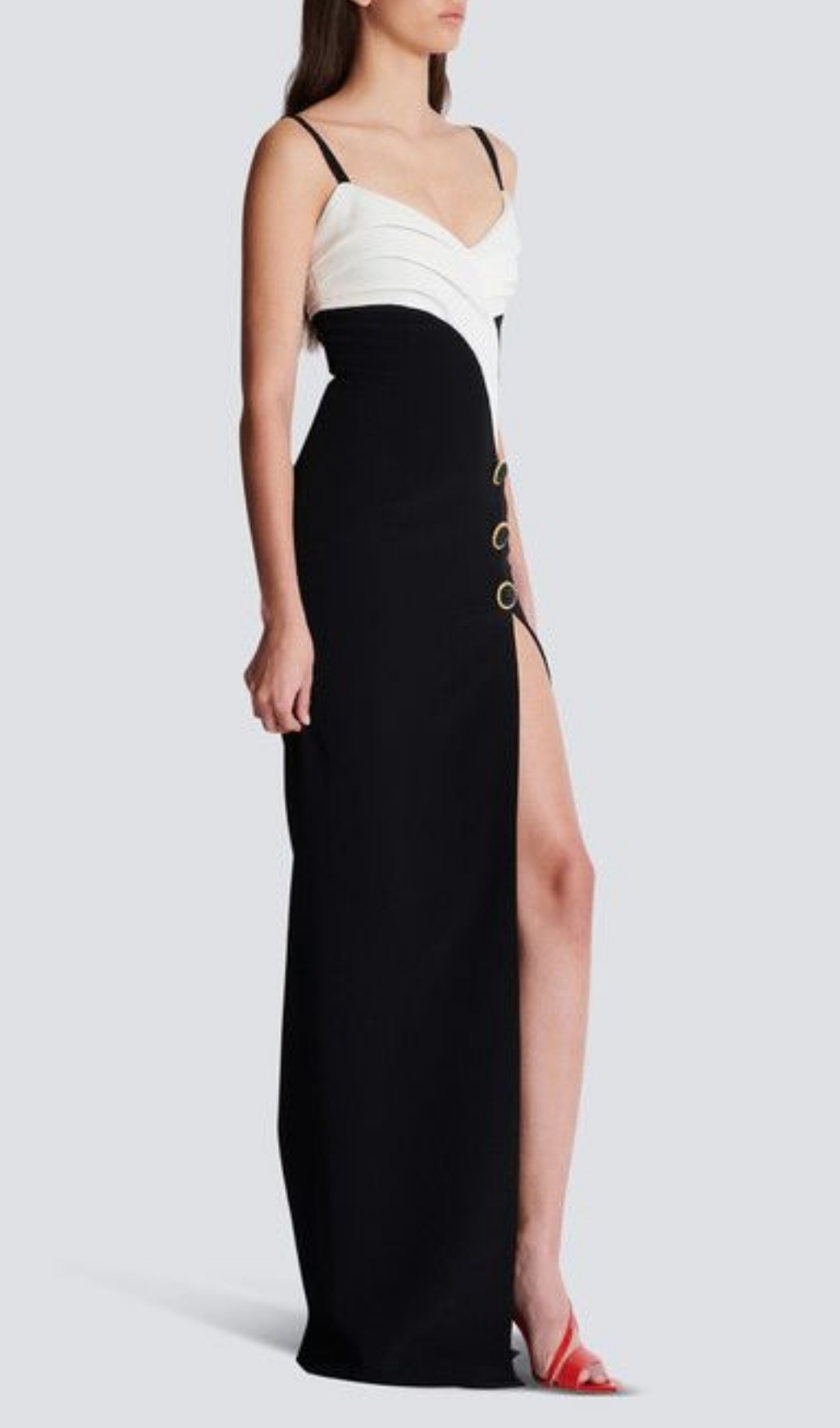 481c80f2f92283eb186e30fe45480553.jpg Fashionslee Women Etoile Black White Patchwork Slit Maxi Dress