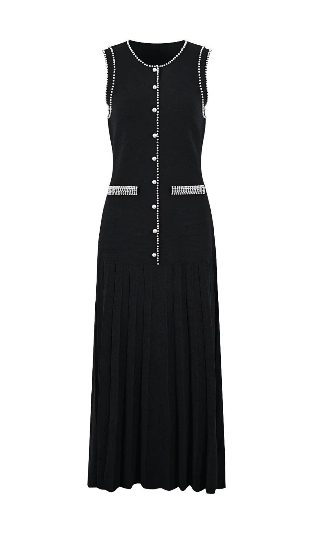 Fashionslee Women Fatin Black Knit Beaded Cardigan & Midi Dress