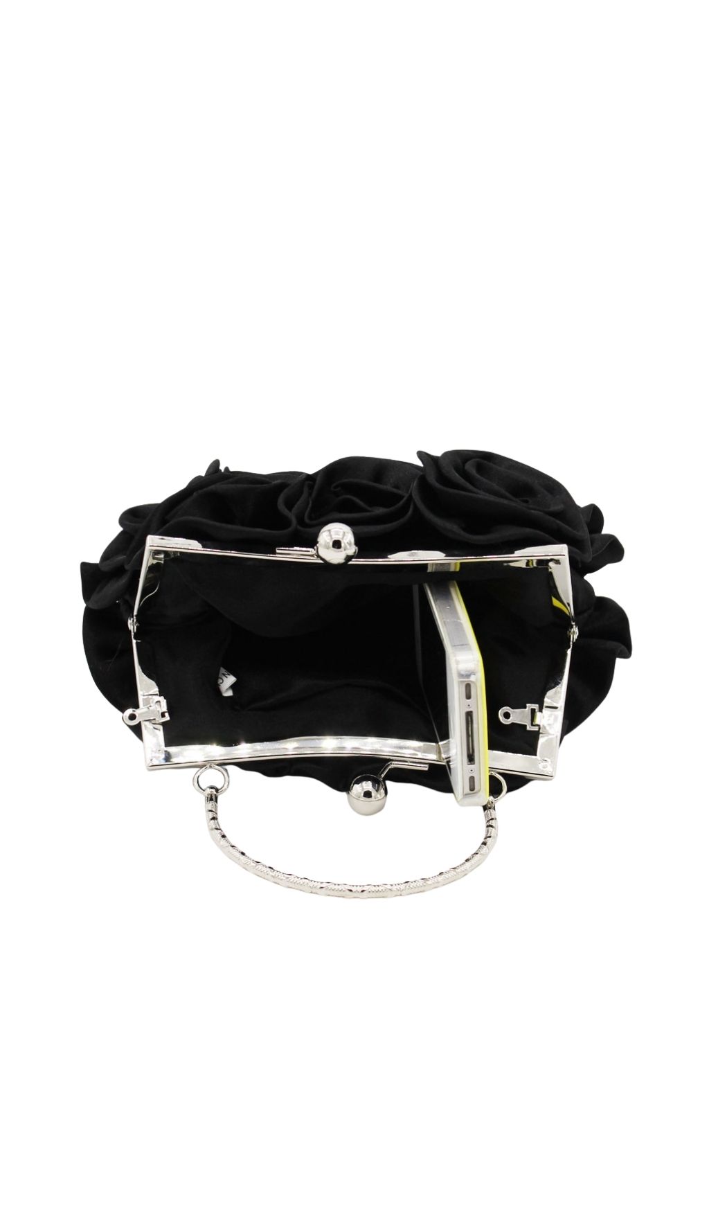 482cbca2995f5207a66fc1b1ed0e6940.jpg Fashionslee Women Adahy Flower Satin Bag In Black