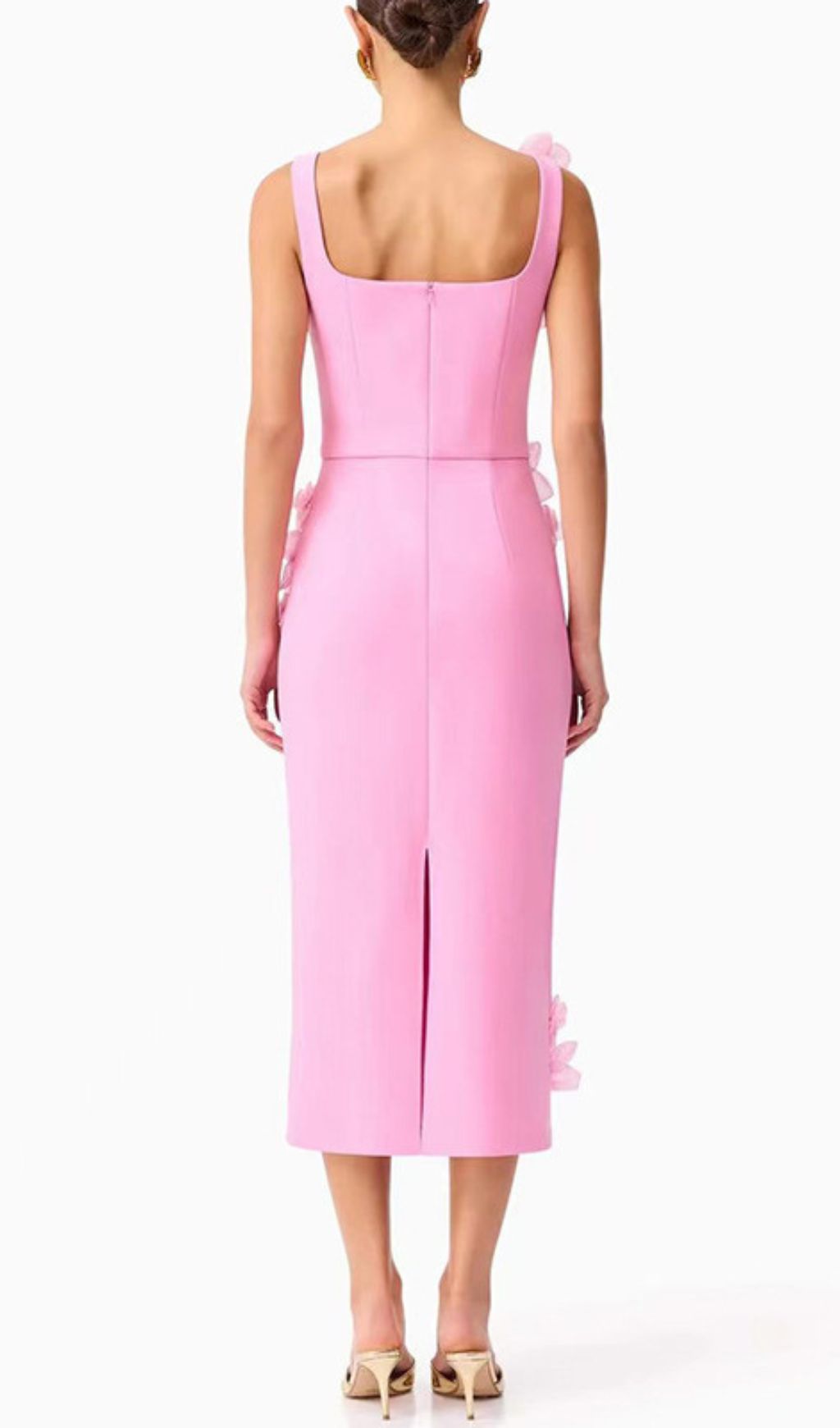 Fashionslee Women Harper Pink Flower Embellished Midi Dress