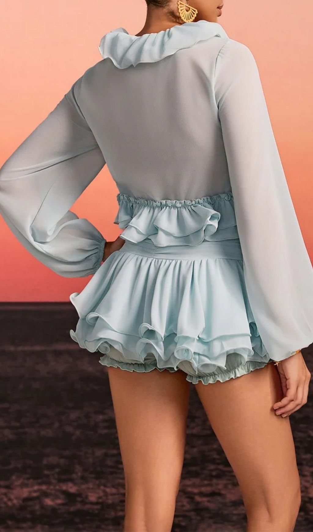 4848d627e020f7a493879d1ffa683884.jpg Fashionslee Women Evarn Long Sleeve Ruffle Skirt Set