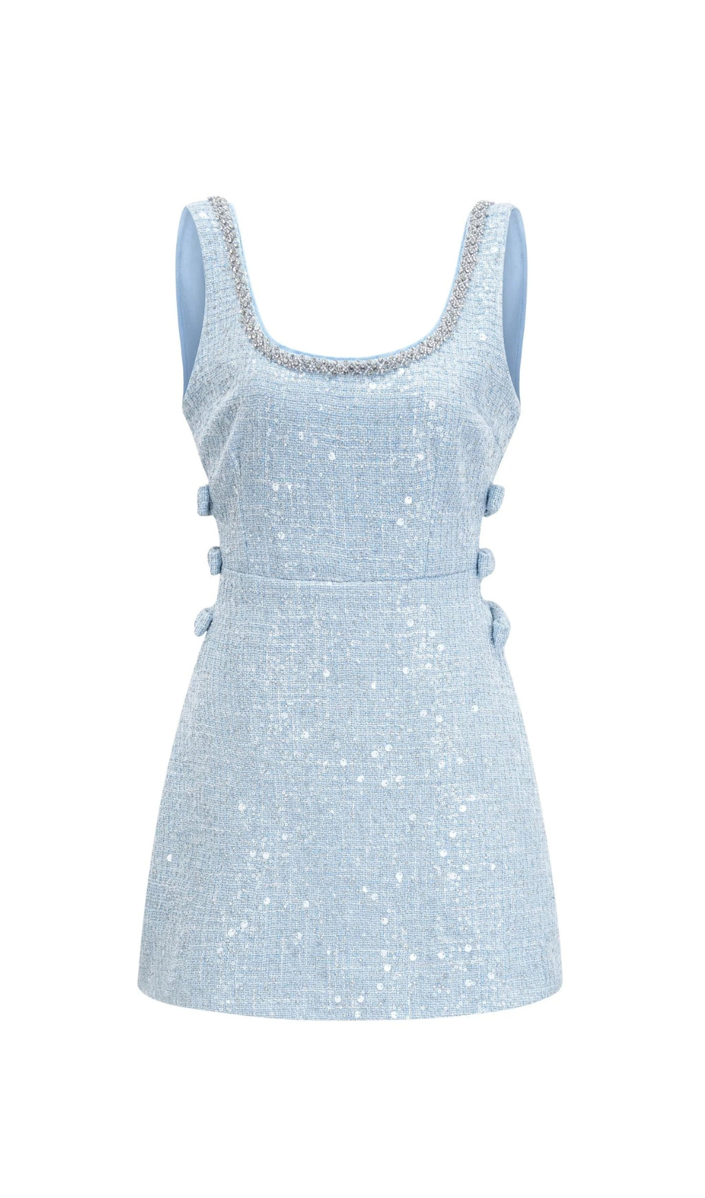 Fashionslee Women Ayaan Blue Boucle Cutout Mini Dress