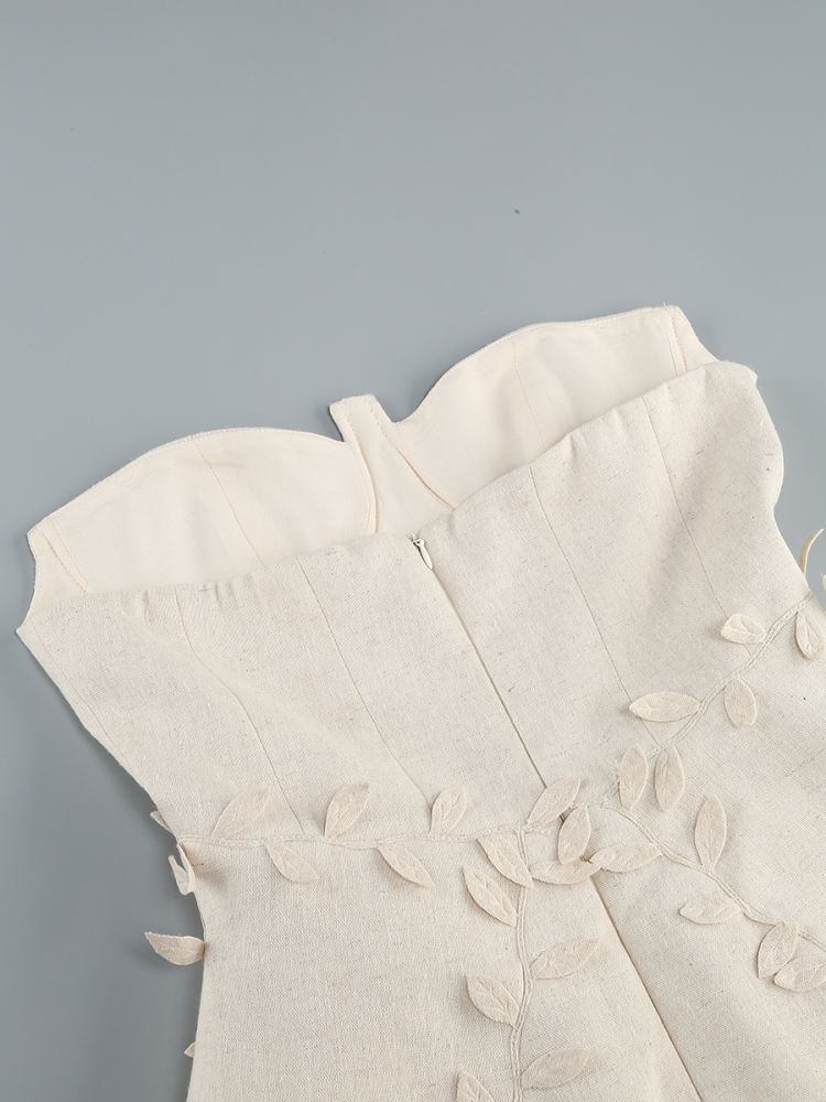 4863142e82b51af71e31959b45e7fdf7.jpg Fashionslee Women Bice Nude Strapless Bustier Flower Mini Dress
